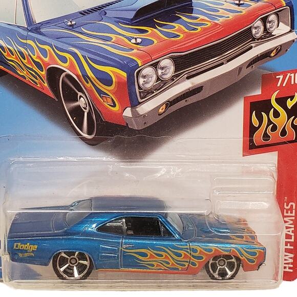 Hot Wheels 69 Dodge Coronet Superbee Numbered Die Cast Car with Flames - Picture 8 of 9